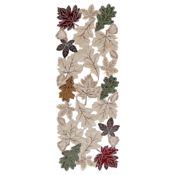 Happy Fall Leaves Cutwork Allover Fabric Centerpiece