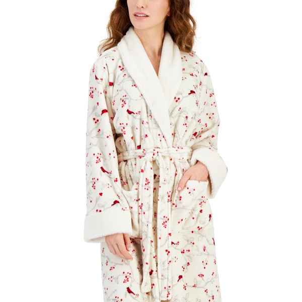Women's Belted Cardinal-Print Robe