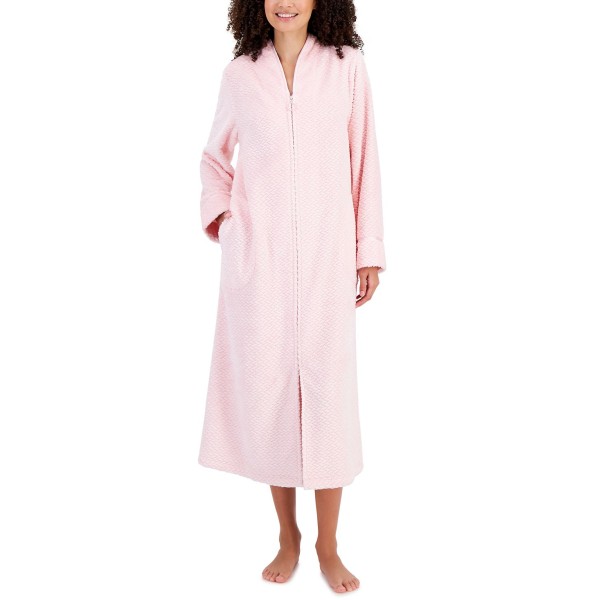 Woman's Plush Zig Zag Zipper Robe
