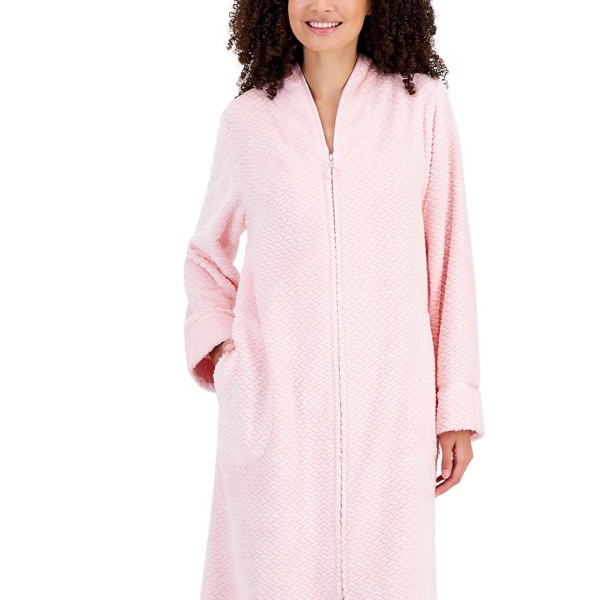 Woman's Plush Zig Zag Zipper Robe