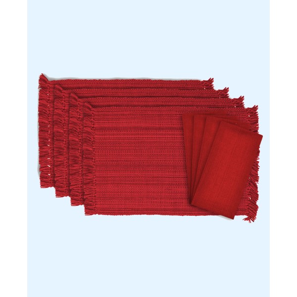 Variegated Fringe Placemat and Napkin, Set of 8