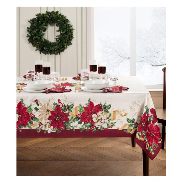 Poinsettia Garlands Table Linens Collection