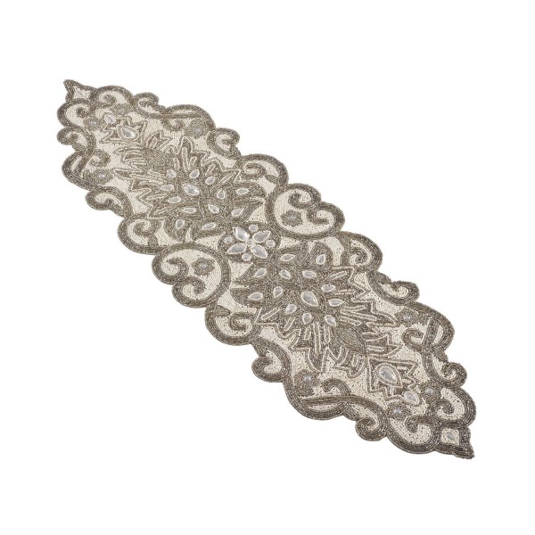 Beaded Scroll Motif Table Runner