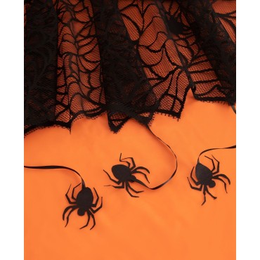 Crawling Halloween Spider Lace Lined Tablecloth - 60 Crawling Halloween S...