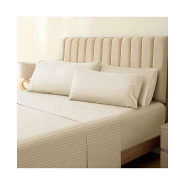6 PC Striped Rayon From Bamboo Solid Performance Sheet Set 6 PC Striped Rayon F...