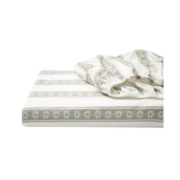 Snowflake Fair Isle Cotton Flannel 3-Piece Twin Sheet Set