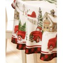 Vintage Christmas Tree Farm Holiday Round Tablecloth 70