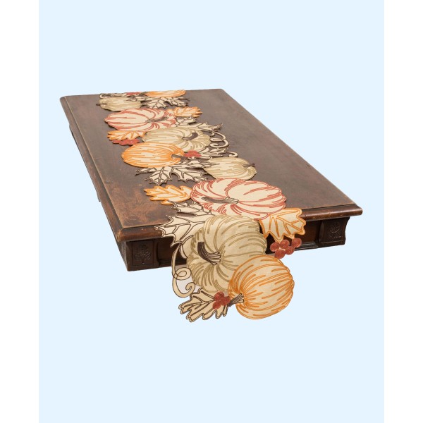 Pumpkin Party Embroidered Cutwork Table Runner