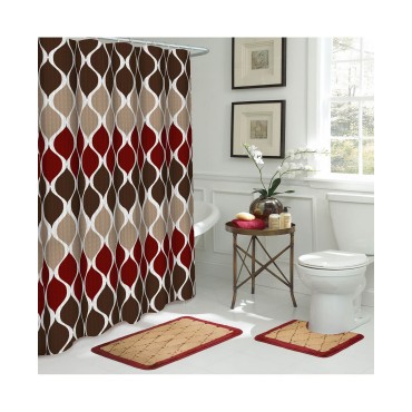 Clarisse Geometric Bathroom Shower Set, 15 Piece Clarisse Geometric B...