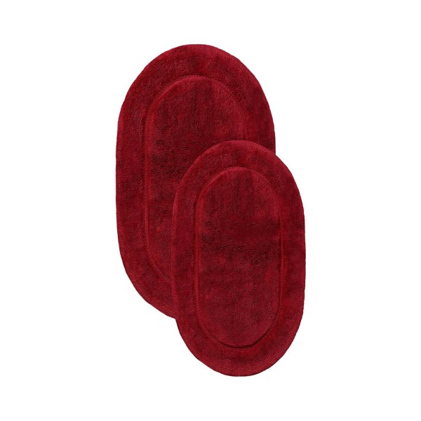 Oval Solid Non-Skid Washable Cotton 2 Piece Bath Rug Set