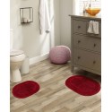 Oval Solid Non-Skid Washable Cotton 2 Piece Bath Rug Set