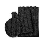 3 Piece Ultra Soft Non Slip Chenille Bath Rug - Large + Contour + Seat Cover 3 Piece Ultra Soft N...