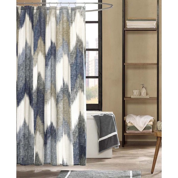 Alpine Chevron Stripe Cotton Shower Curtain, 72